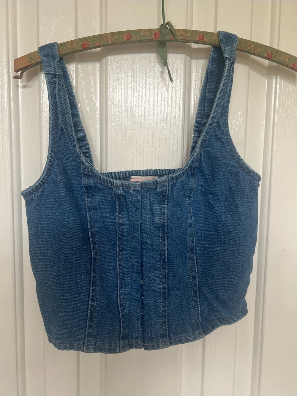 Denim Corset Crop Tank Top - Blue